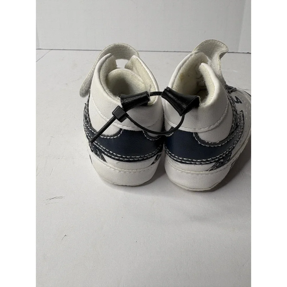 Fila Baby Sneakers White Navy‎ Blue High Top Crib Shoes 6-9 Months 5208